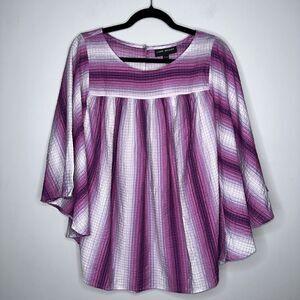 Lane Bryant Women’s Striped Pink Flowy Top Size 14/16P NWT